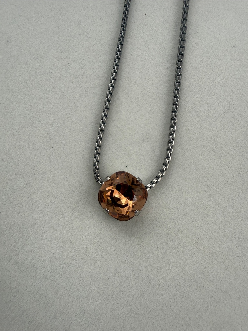 Sabika Gunmetal Necklace with Amber Crystal Accent